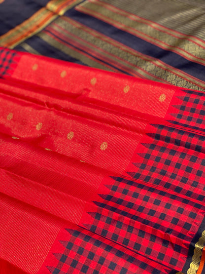 Heirloom Reinterpretation Of Vairaoosi Kanchivaram Silk Saree With Alternate Korai Border