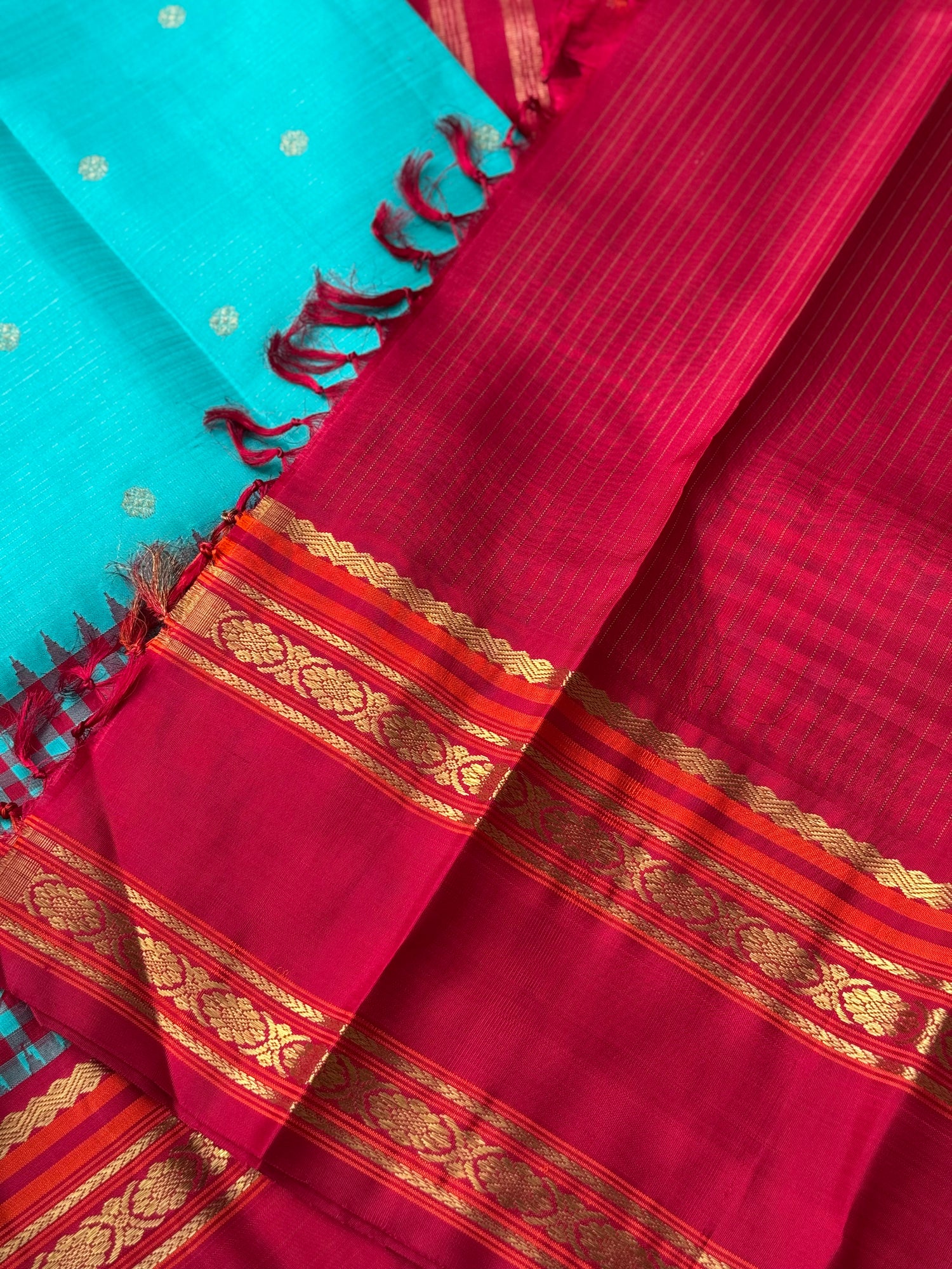 PARAMPARA Kanchivaram silk saree in seafoam blue with arakku shade