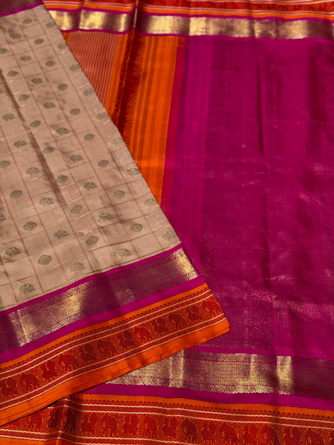 MASTERPIECE- RETTAIKORVAI KANCHIVARAM SILK SAREE IN ROSEGOLD SHADE