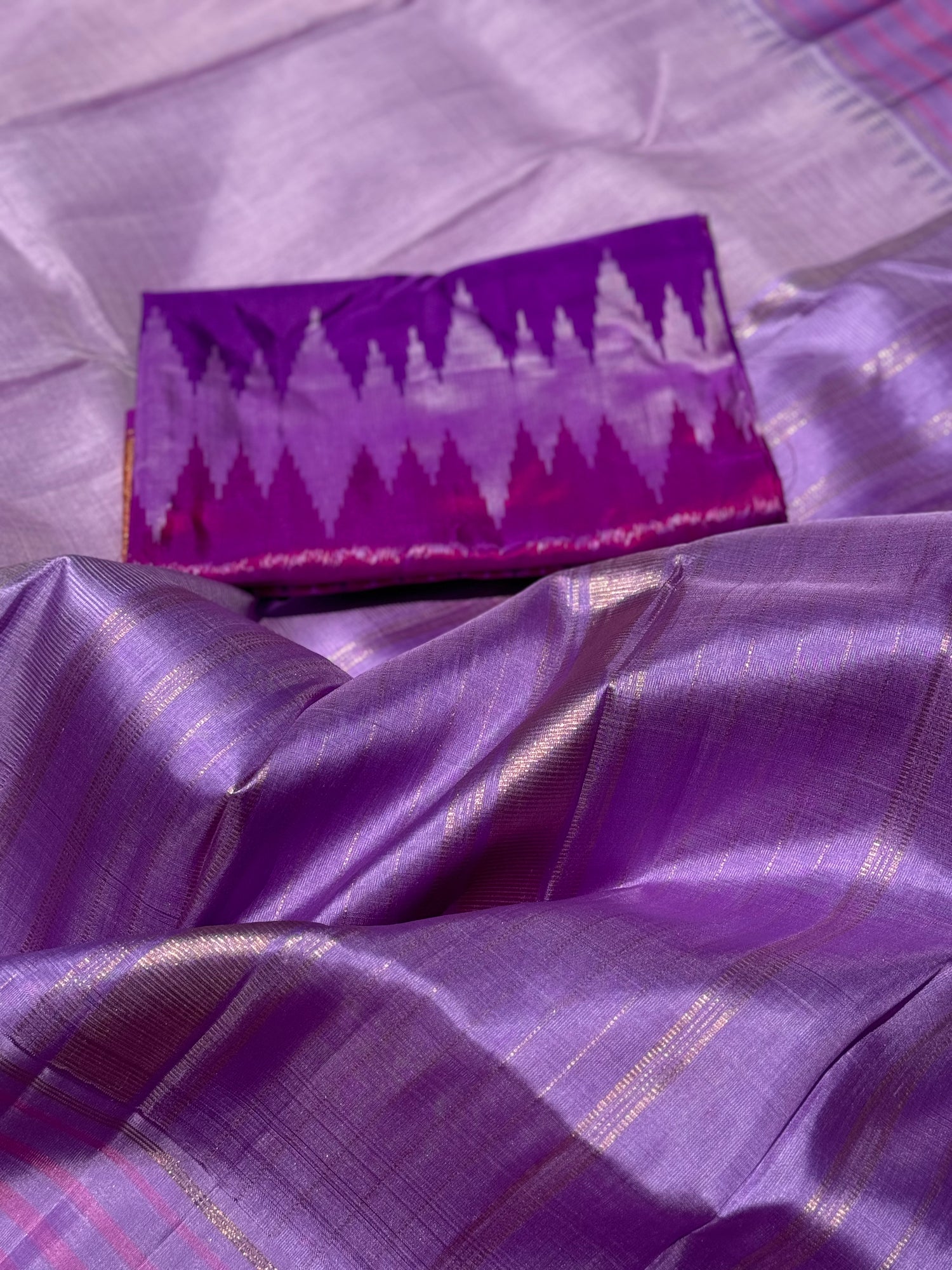 Linen by Mulberry silk Korvai Kanchivaram silk saree