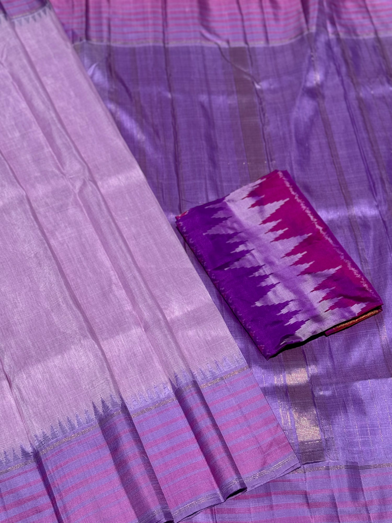 Linen by Mulberry silk Korvai Kanchivaram silk saree