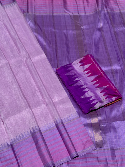 Linen by Mulberry silk Korvai Kanchivaram silk saree