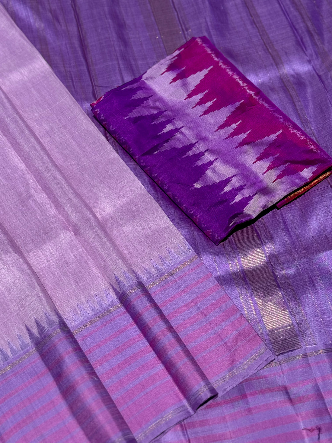 Linen by Mulberry silk Korvai Kanchivaram silk saree