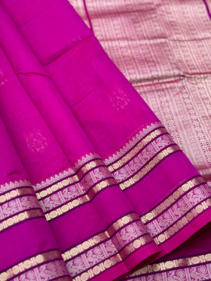 A gorgeous pattuRose pink shade handwoven zari checks with deer motifs Kanchi  silk cotton saree