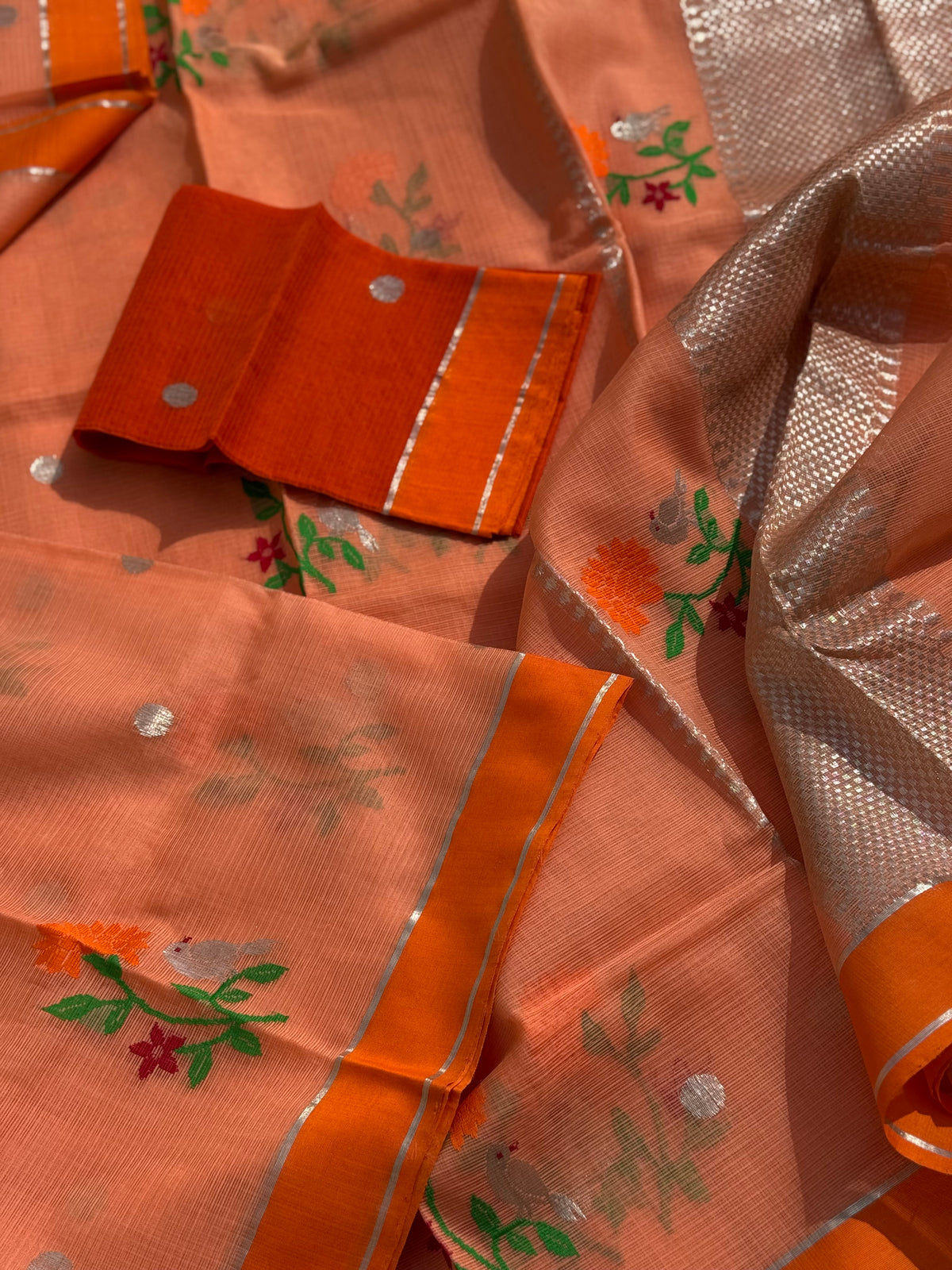 Handwoven zari Kota silk by cotton saree