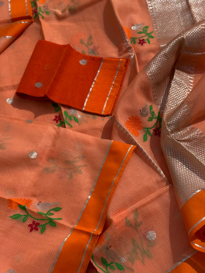 Handwoven zari Kota silk by cotton saree