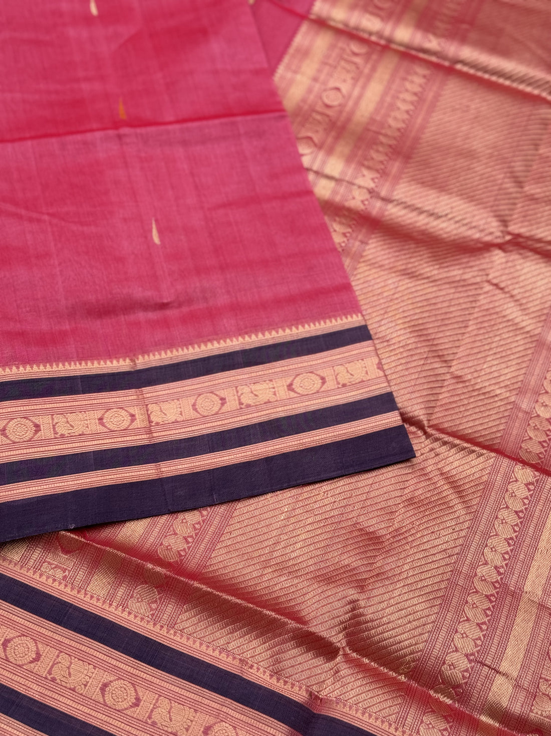 Reserved for IndraKrishna - Gorgeous pastel pink with threadwork and zariwoven Kanchi silk Cotton Saree
