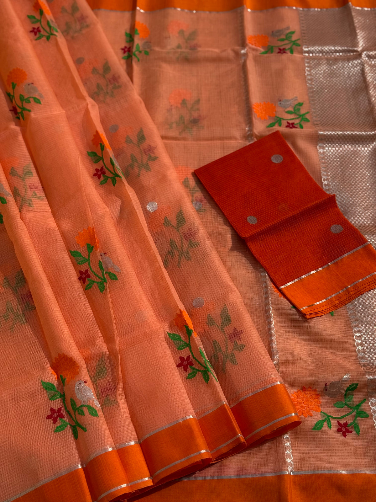 Handwoven zari Kota silk by cotton saree