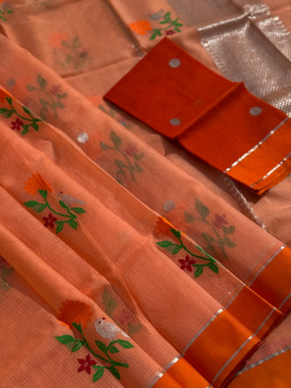 Handwoven zari Kota silk by cotton saree