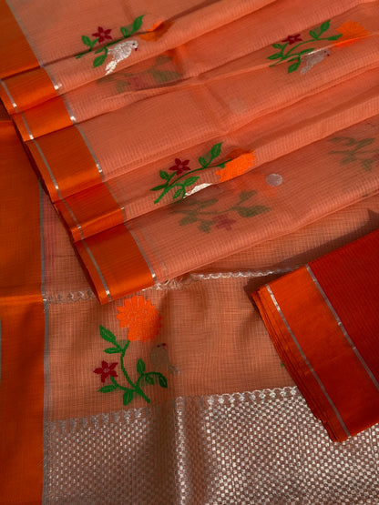 Handwoven zari Kota silk by cotton saree