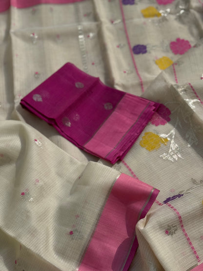 Handwoven zari Kota silk by cotton saree