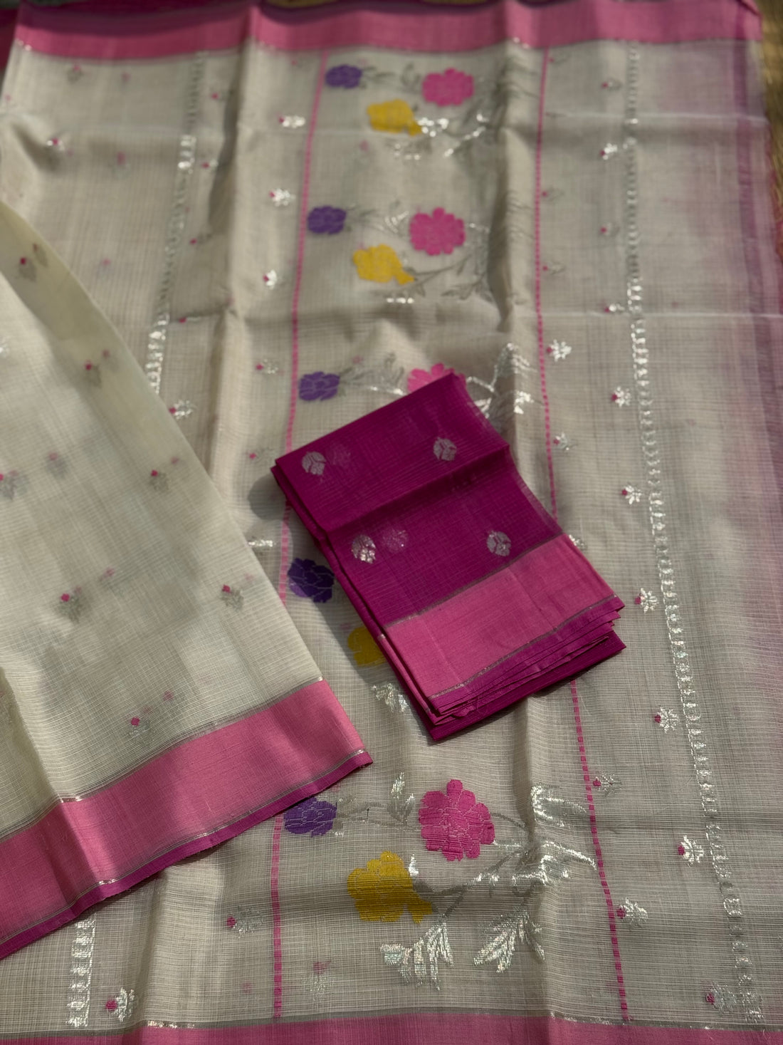 Handwoven zari Kota silk by cotton saree