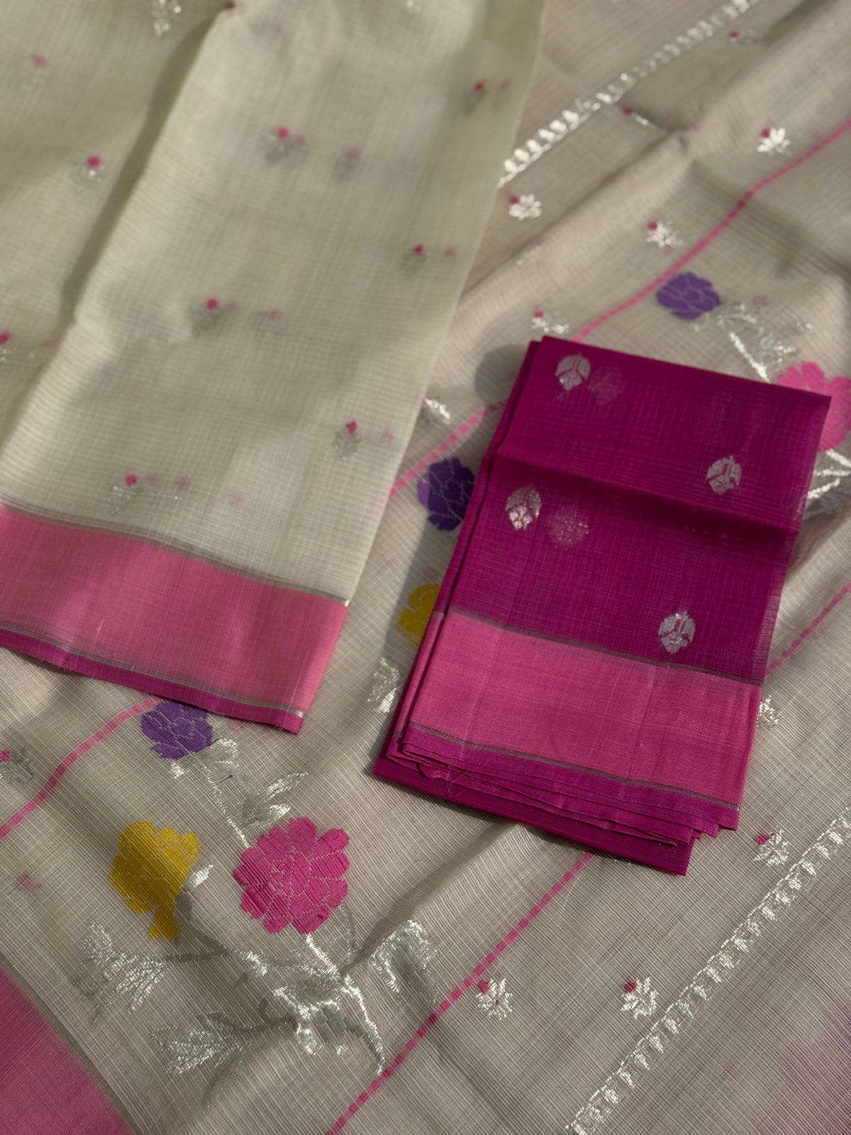 Handwoven zari Kota silk by cotton saree