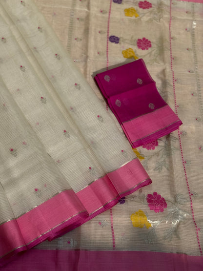 Handwoven zari Kota silk by cotton saree