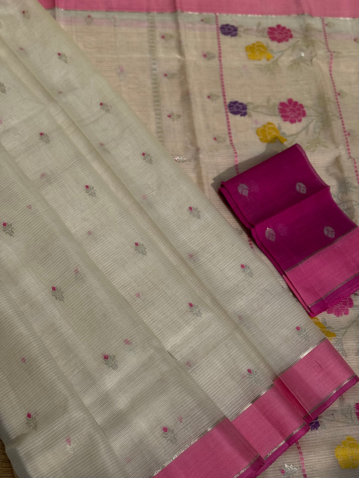 Handwoven zari Kota silk by cotton saree