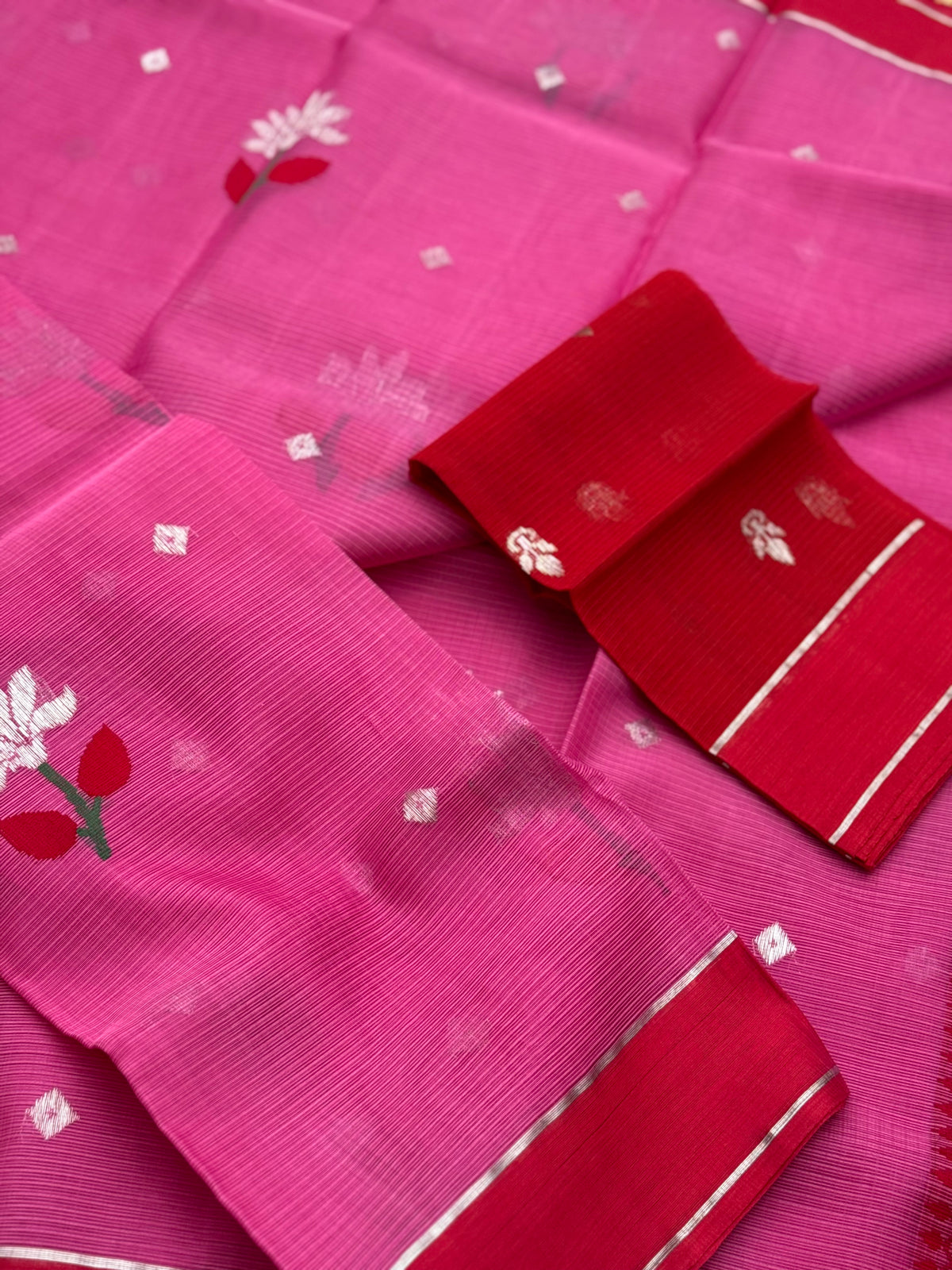 Handwoven zari Kota silk by cotton saree