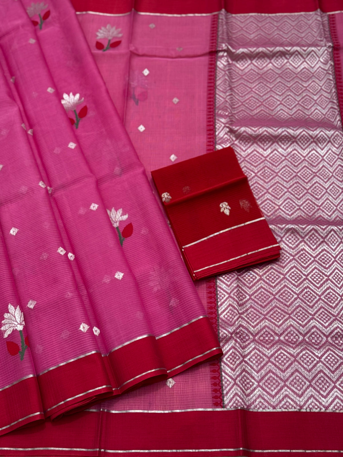 Handwoven zari Kota silk by cotton saree