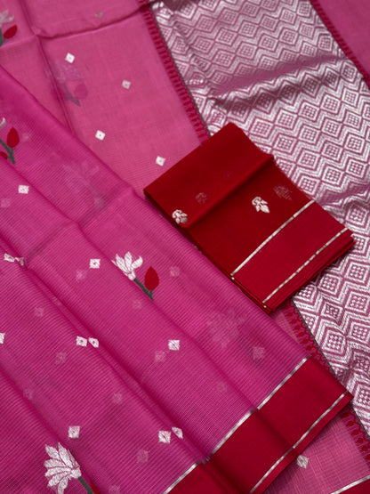 Handwoven zari Kota silk by cotton saree