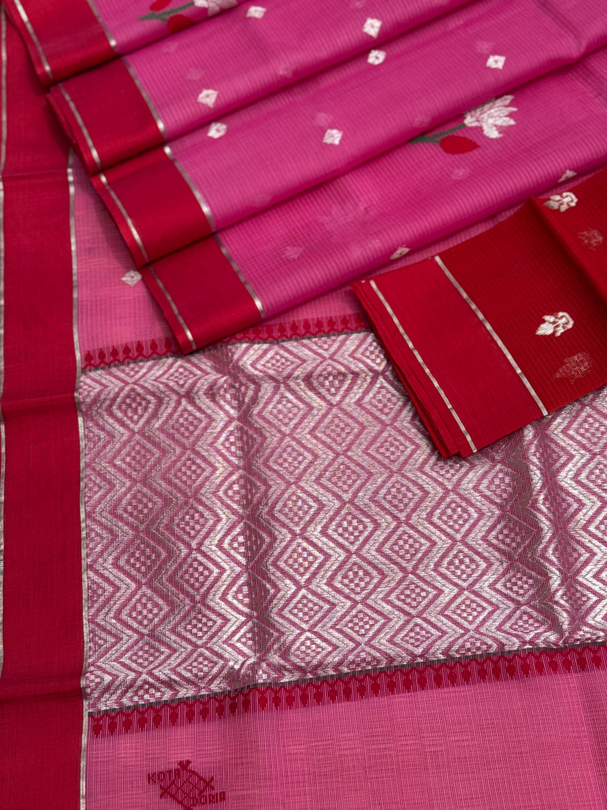 Handwoven zari Kota silk by cotton saree