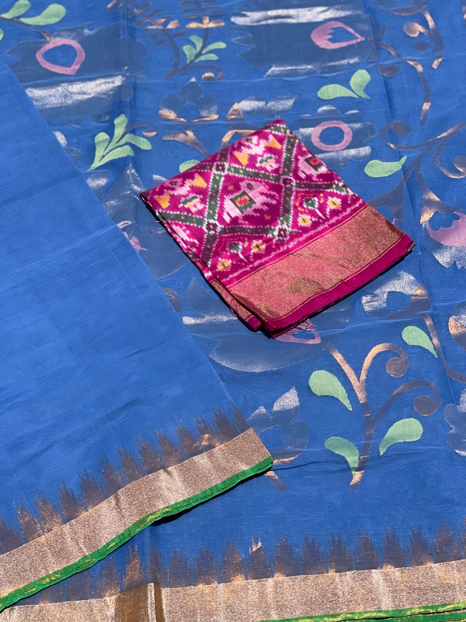 Ponduru Handspun Khadi Cotton Jamdani Weave Saree