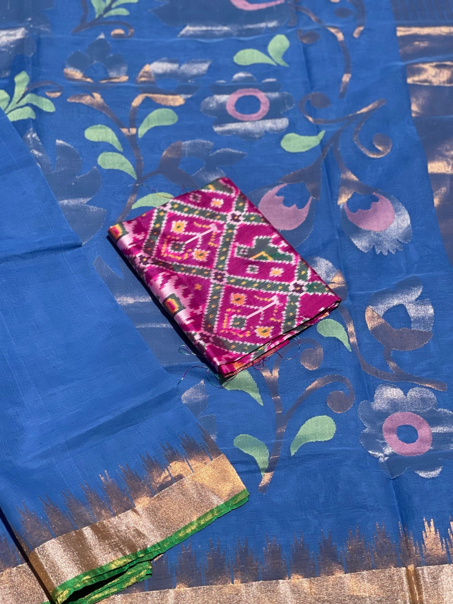 Ponduru Handspun Khadi Cotton Jamdani Weave Saree