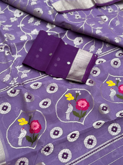 Handwoven zari Kota silk by cotton saree