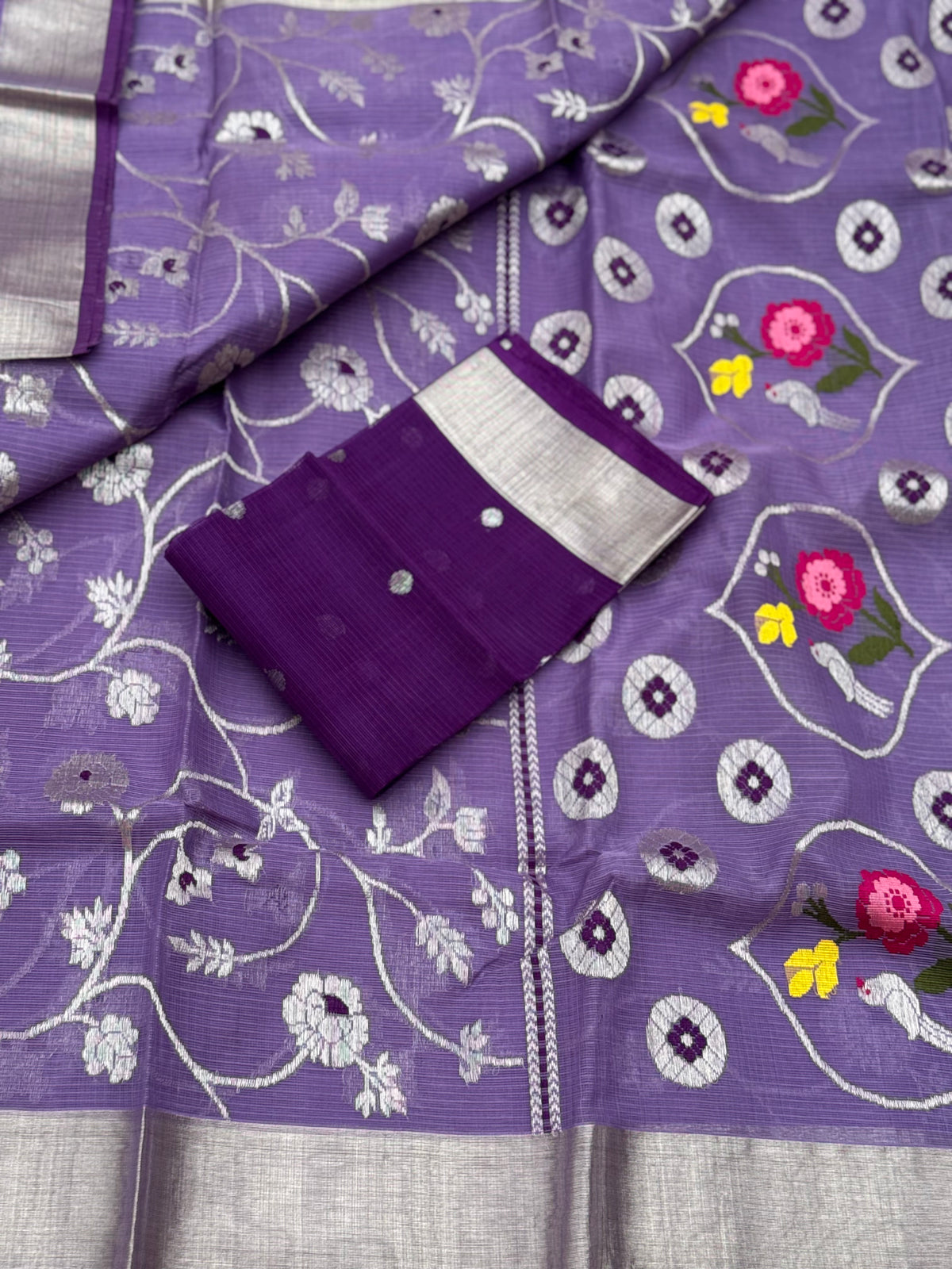 Handwoven zari Kota silk by cotton saree