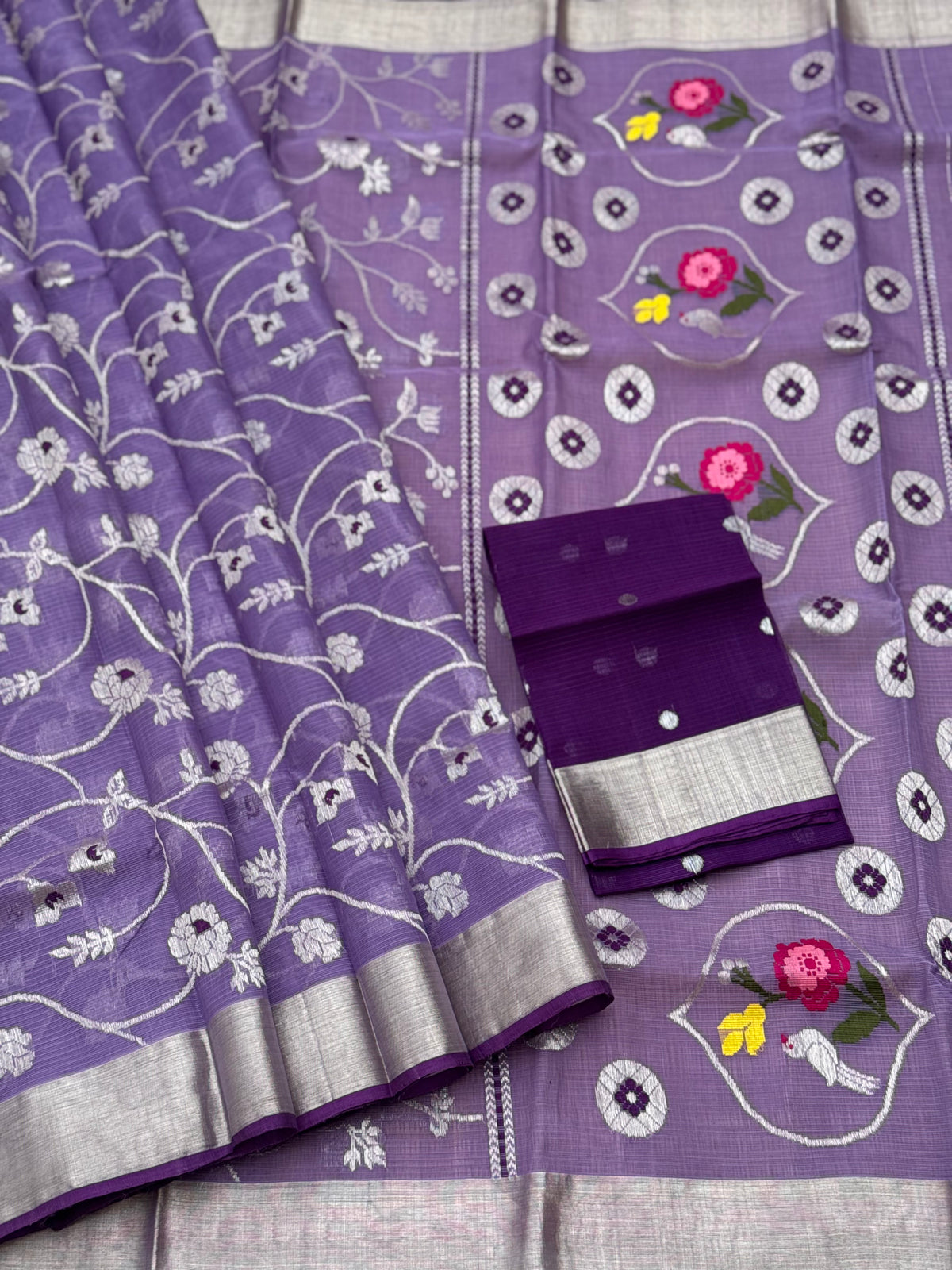 Handwoven zari Kota silk by cotton saree