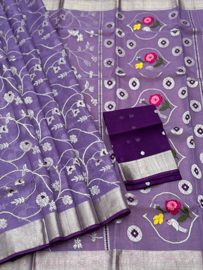 Handwoven zari Kota silk by cotton saree