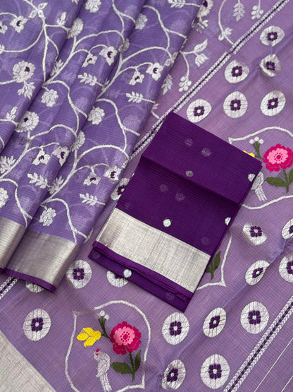 Handwoven zari Kota silk by cotton saree