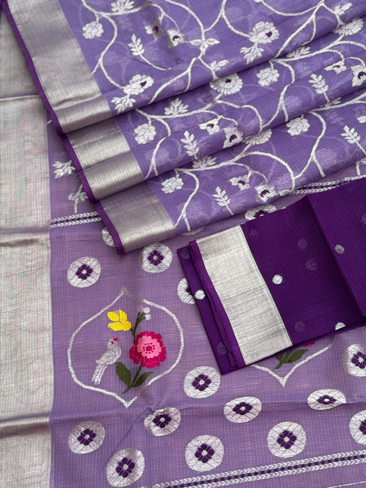 Handwoven zari Kota silk by cotton saree
