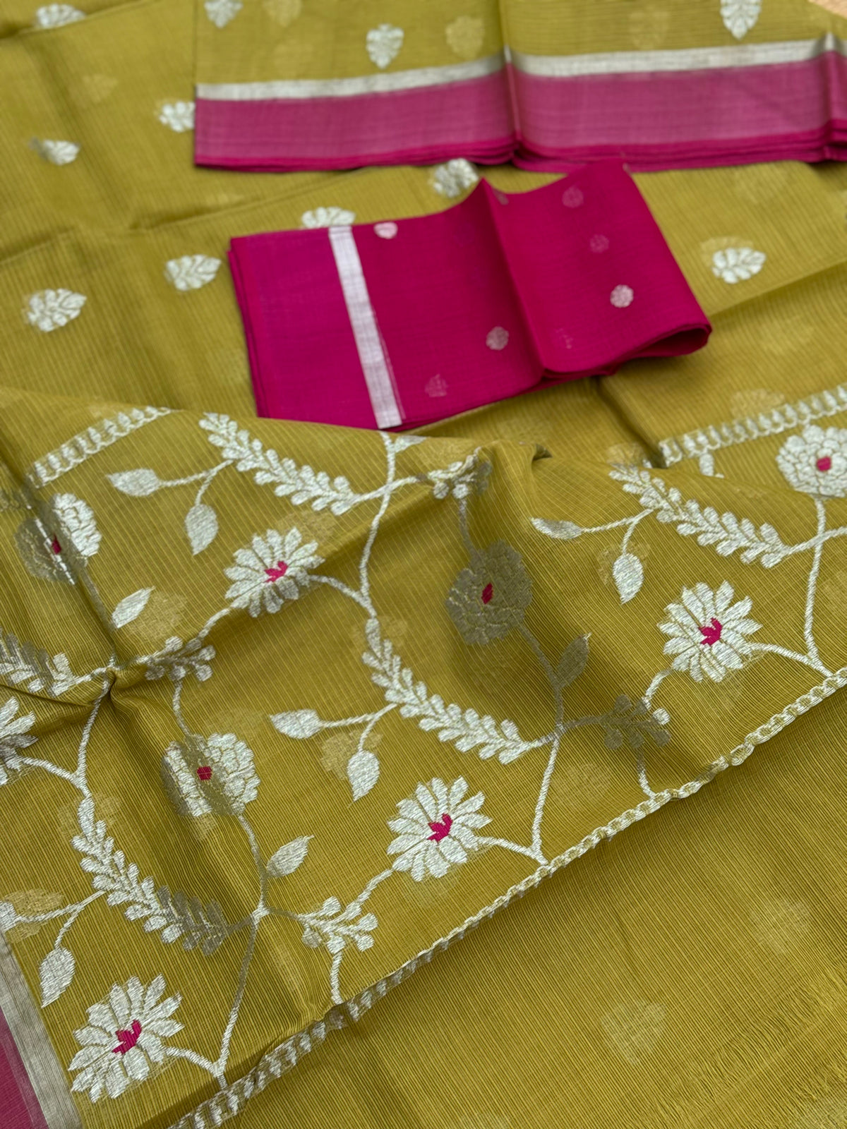 Handwoven zari Kota silk by cotton saree
