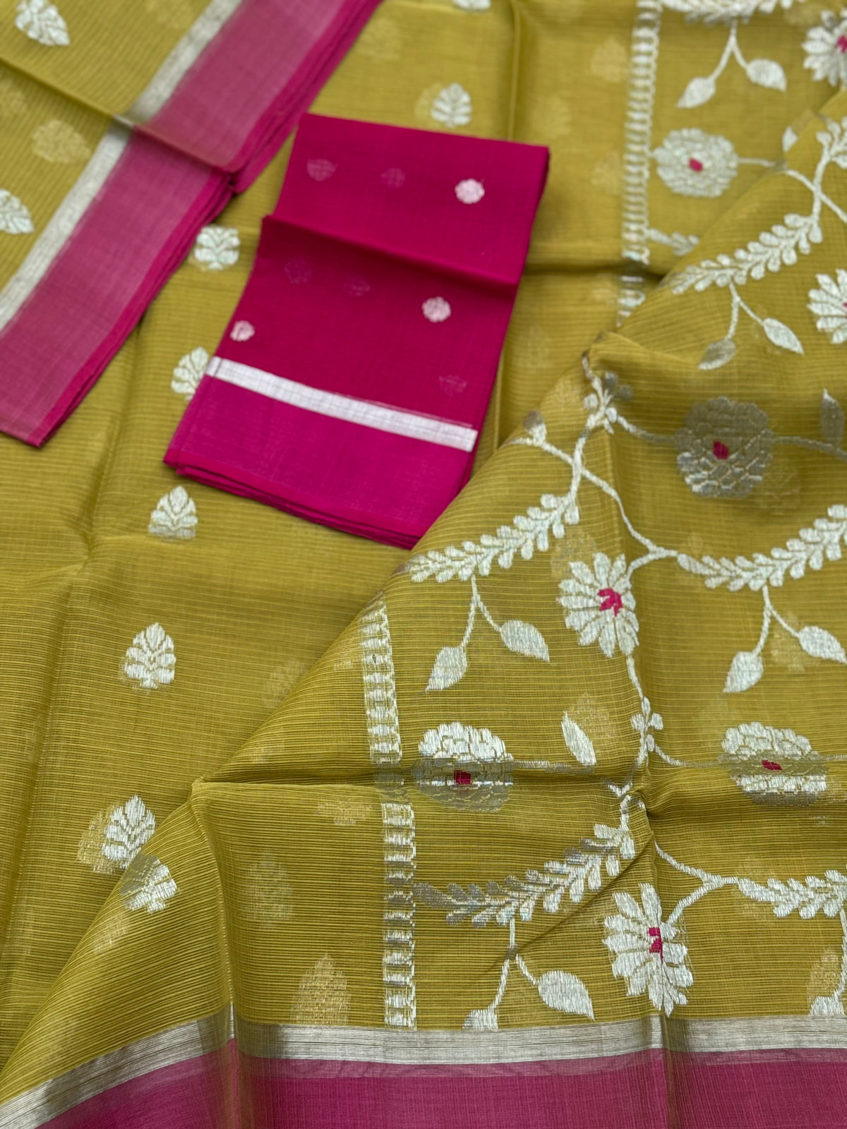 Handwoven zari Kota silk by cotton saree