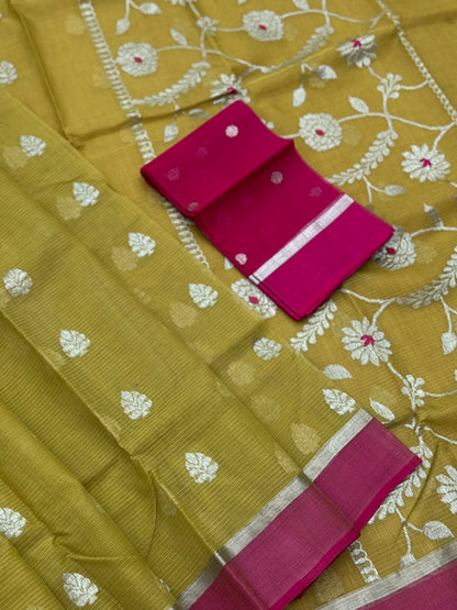 Handwoven zari Kota silk by cotton saree