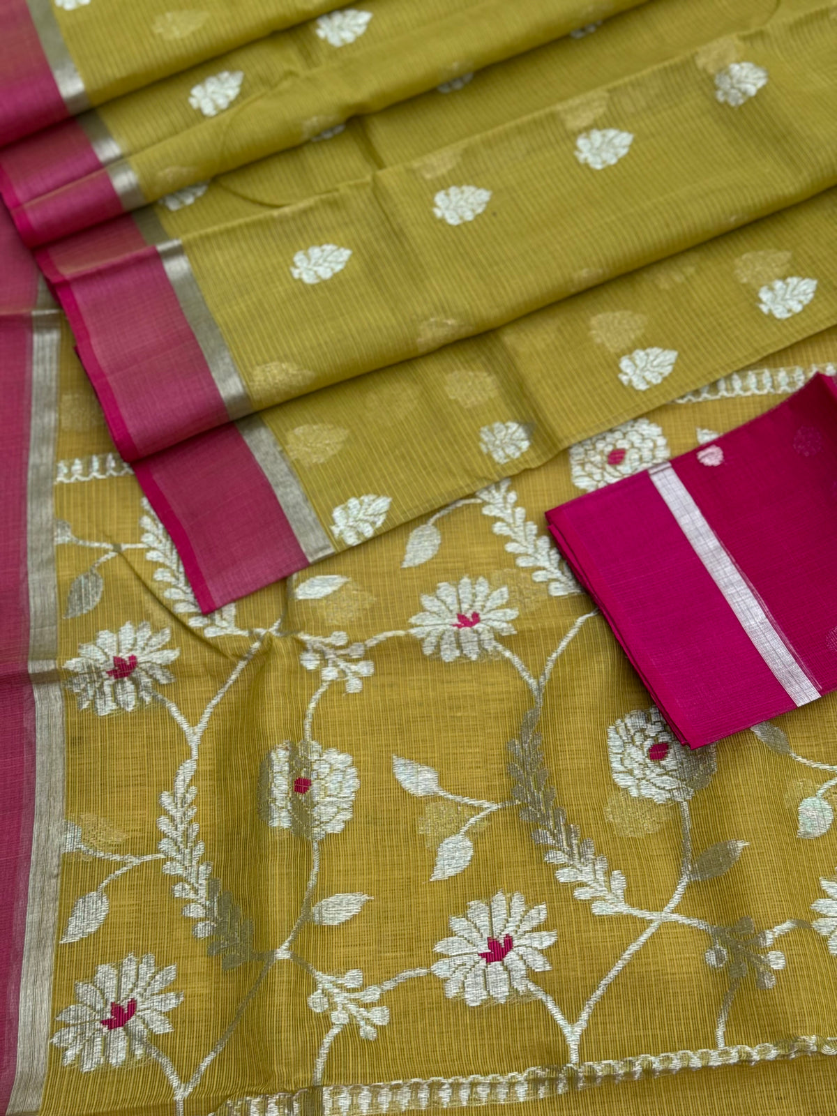 Handwoven zari Kota silk by cotton saree