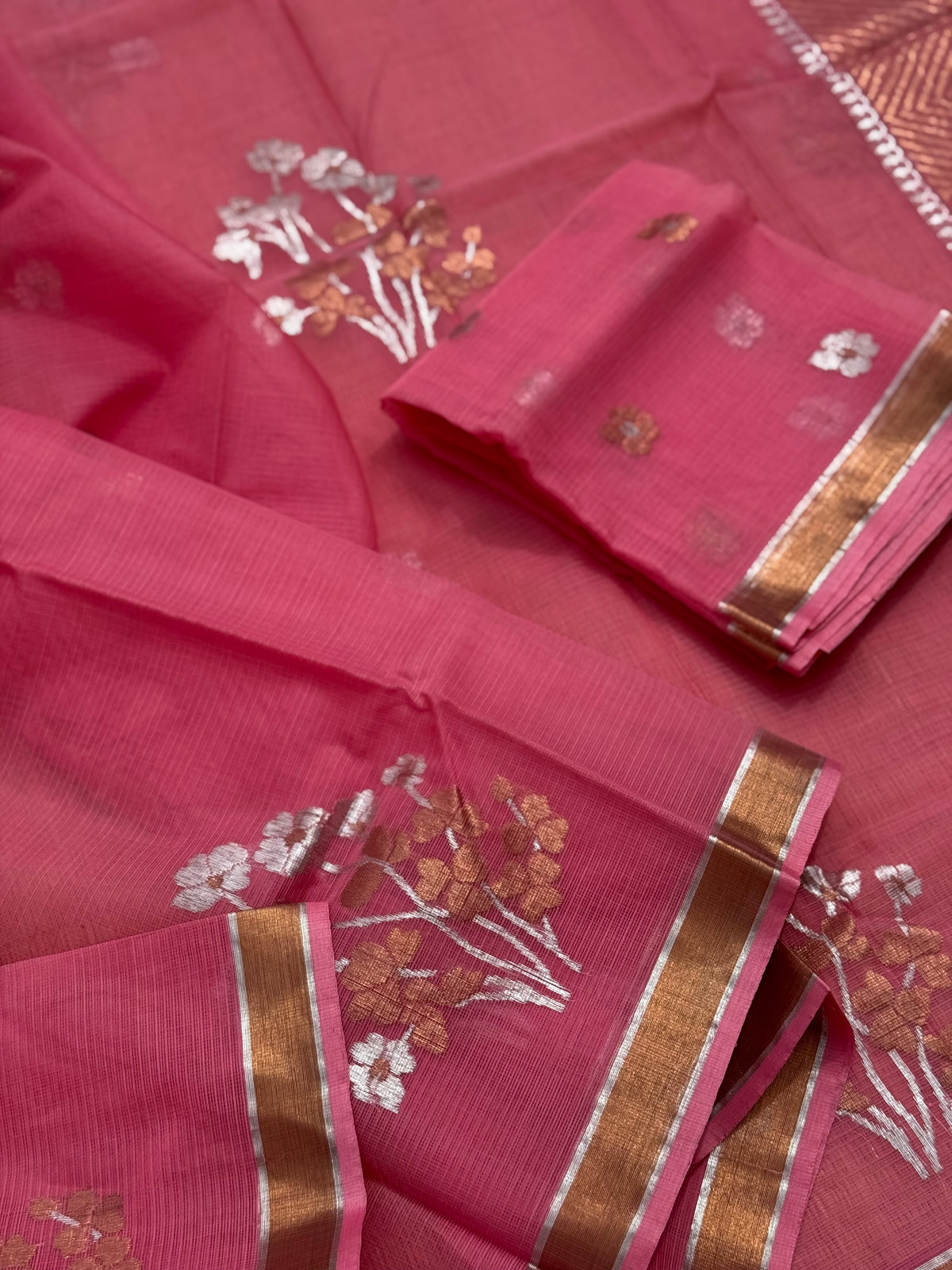 Handwoven zari Kota silk by cotton saree
