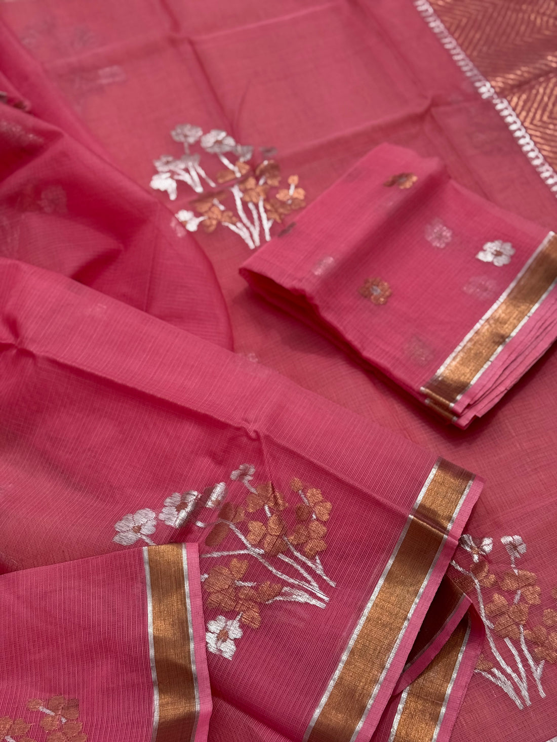 Handwoven zari Kota silk by cotton saree