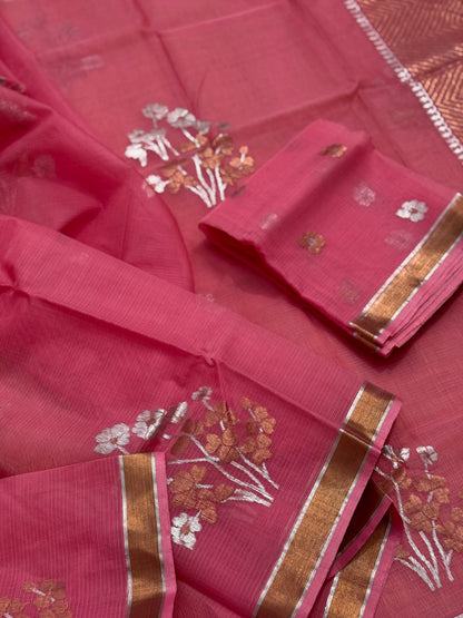 Handwoven zari Kota silk by cotton saree