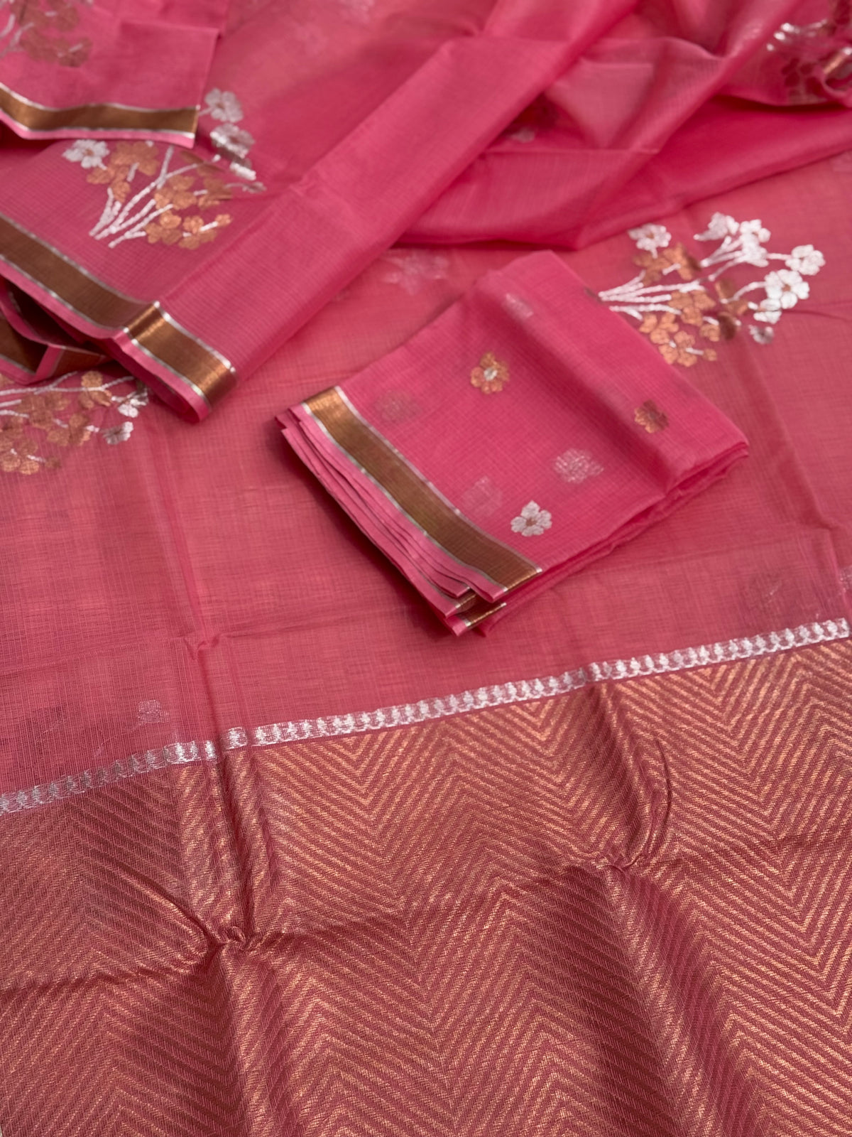 Handwoven zari Kota silk by cotton saree