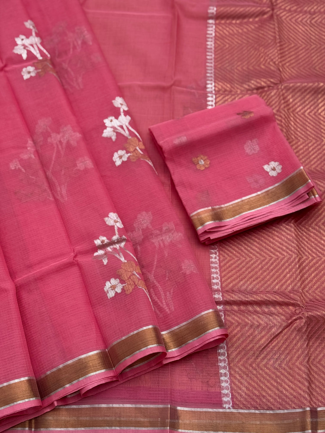 Handwoven zari Kota silk by cotton saree