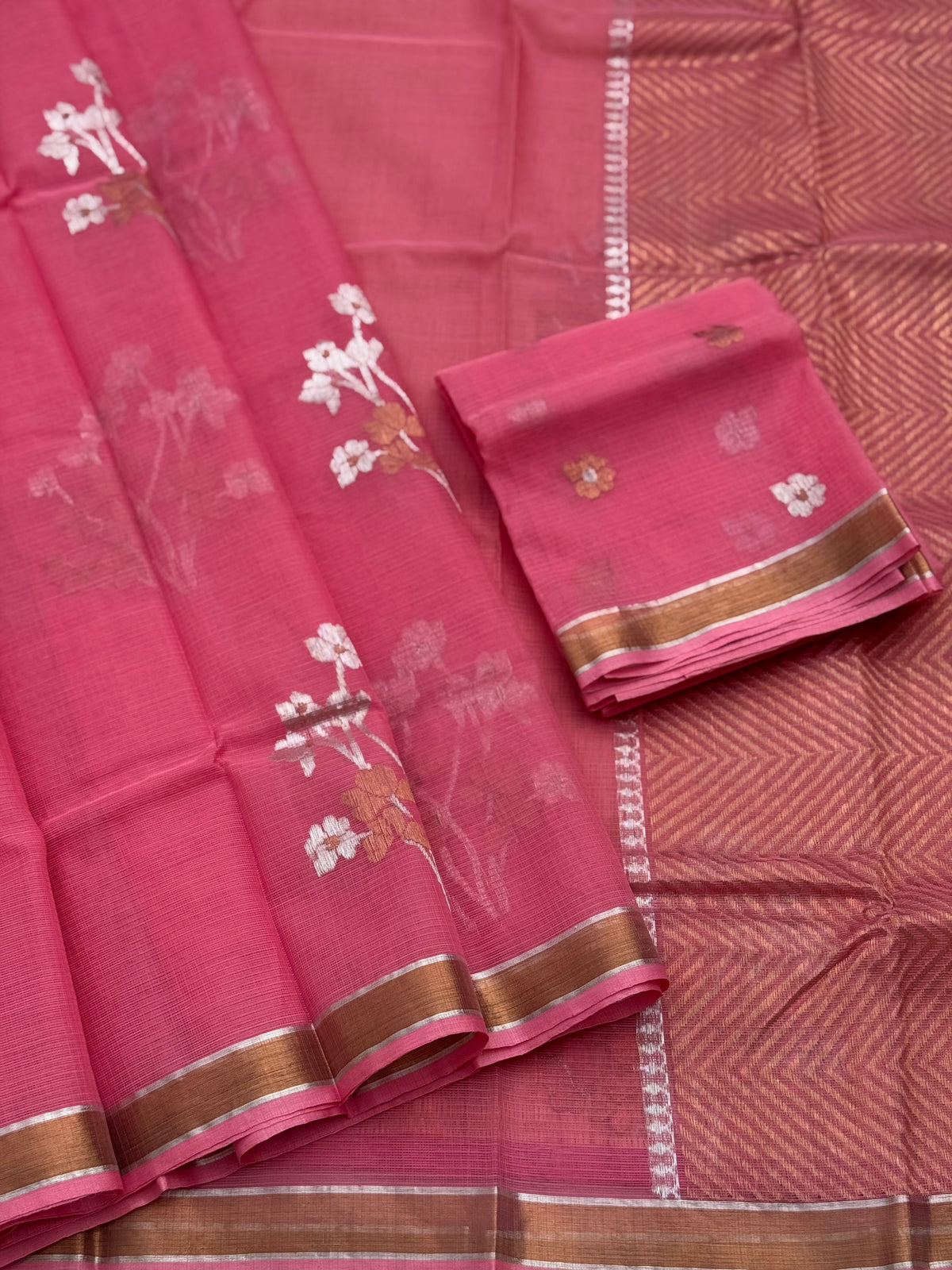 Handwoven zari Kota silk by cotton saree