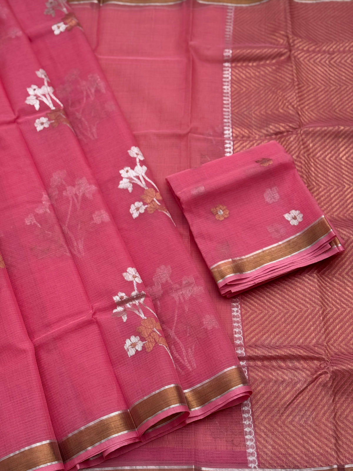 Handwoven zari Kota silk by cotton saree