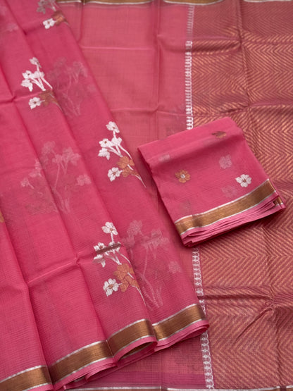 Handwoven zari Kota silk by cotton saree