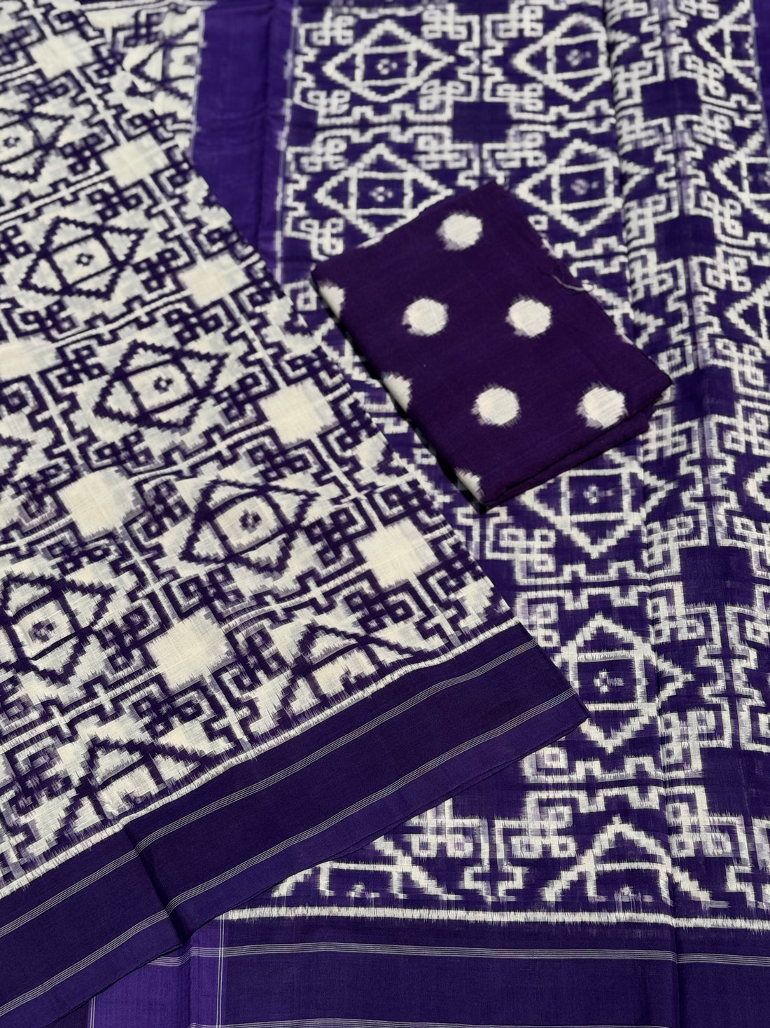 Handwoven tie dyed Telia Rumal double ikkat cotton saree