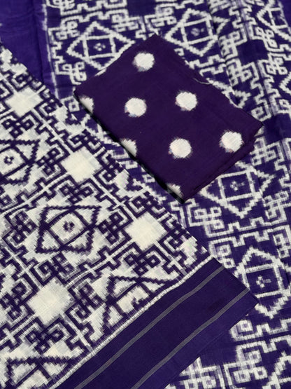 Handwoven tie dyed Telia Rumal double ikkat cotton saree