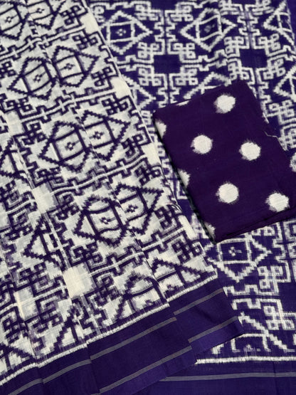 Handwoven tie dyed Telia Rumal double ikkat cotton saree
