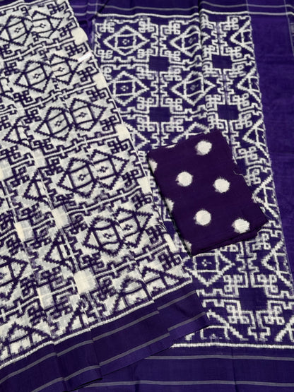 Handwoven tie dyed Telia Rumal double ikkat cotton saree