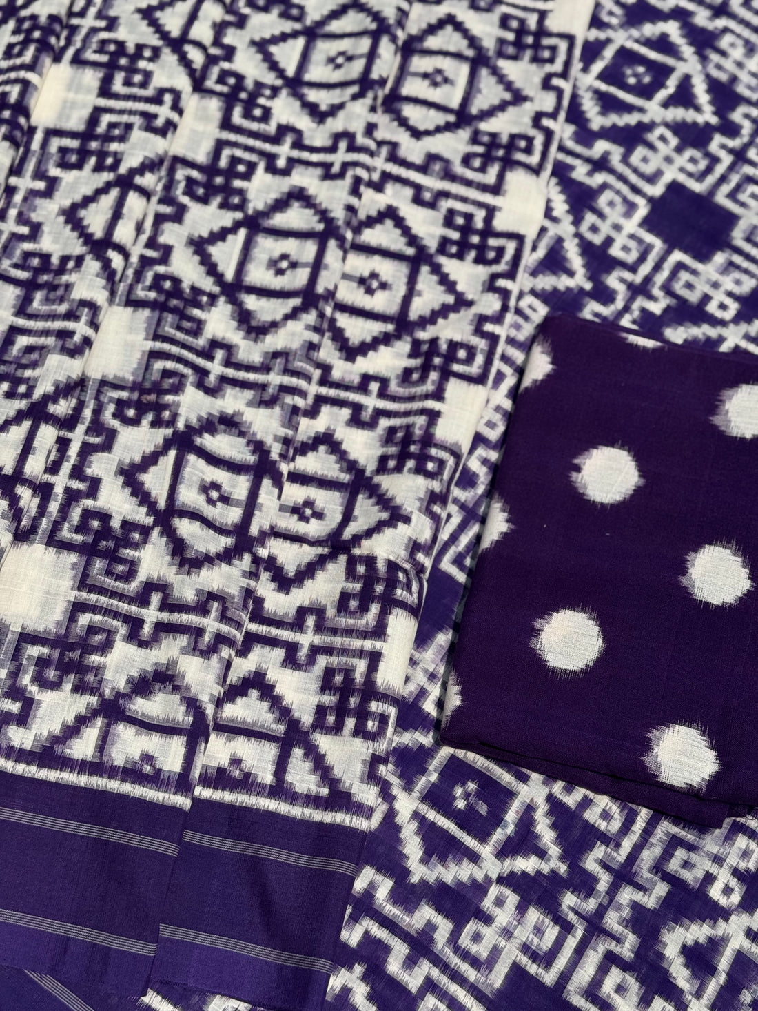 Handwoven tie dyed Telia Rumal double ikkat cotton saree