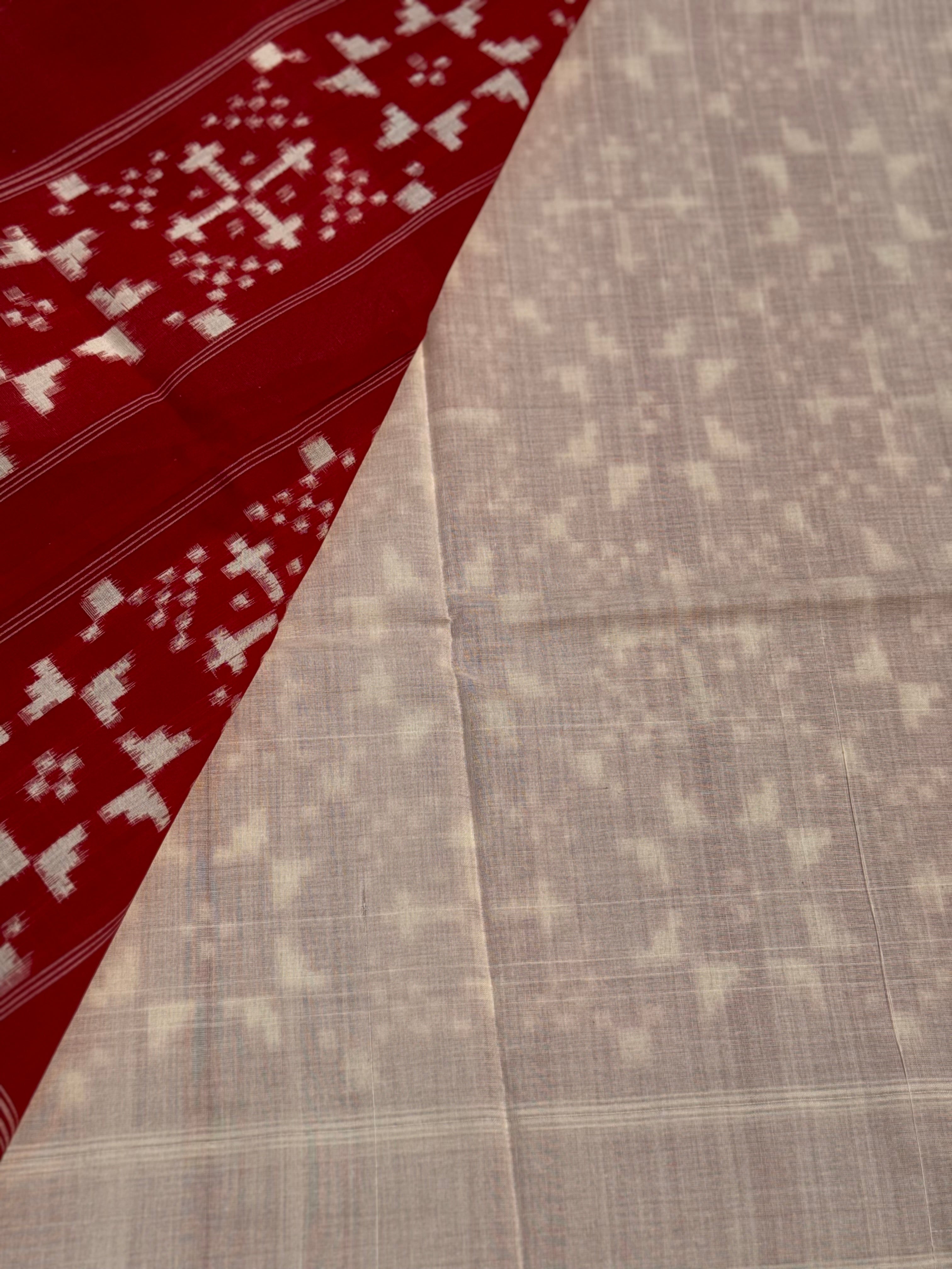 Handwoven tie dyed Telia Rumal double ikkat cotton saree
