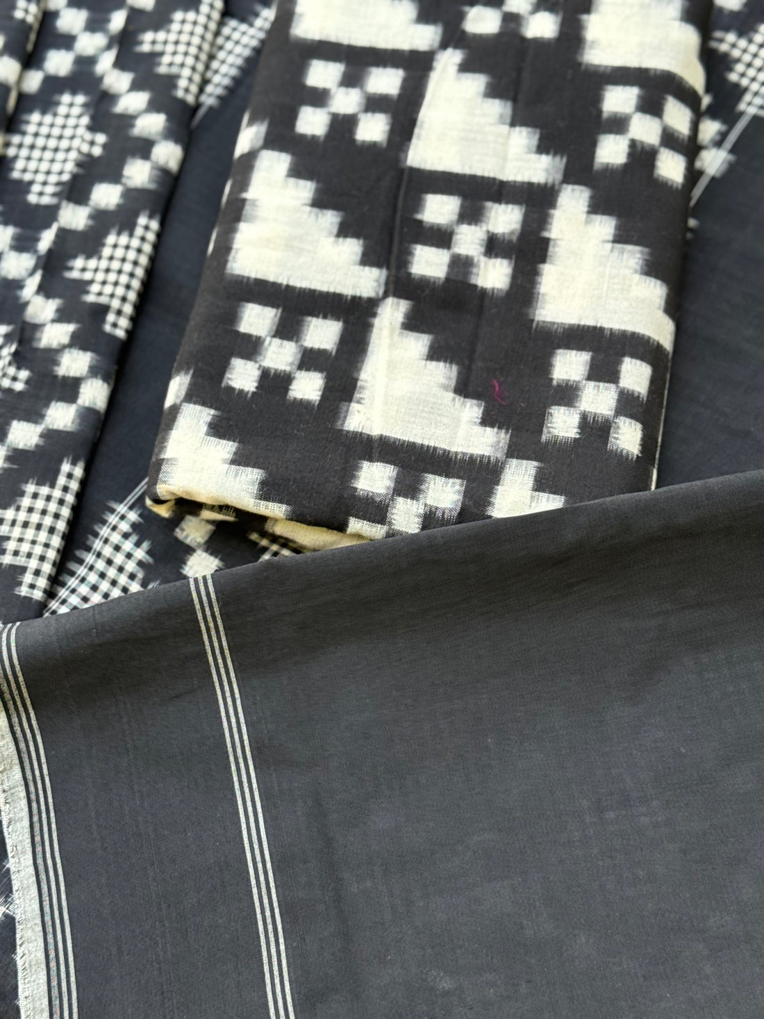 Handwoven tie dyed Telia Rumal double ikkat cotton saree